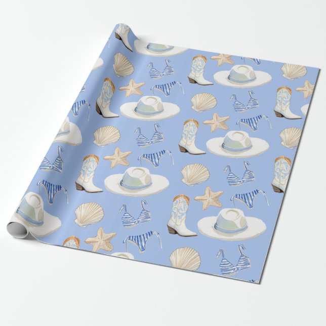 Papier Cadeau Coastal Cowgirl Bach Club Pattern Wrapping Paper (Déroulé)