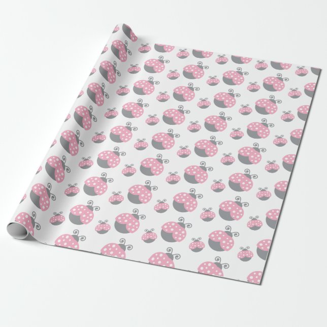 Papier Cadeau Coccinelle rose (Déroulé)