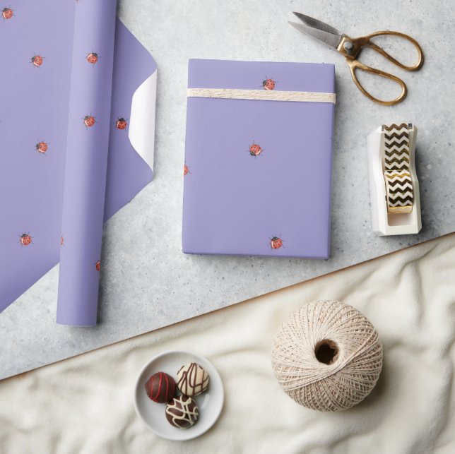 Papier Cadeau Coccinelle violette adorable (Artisanat)