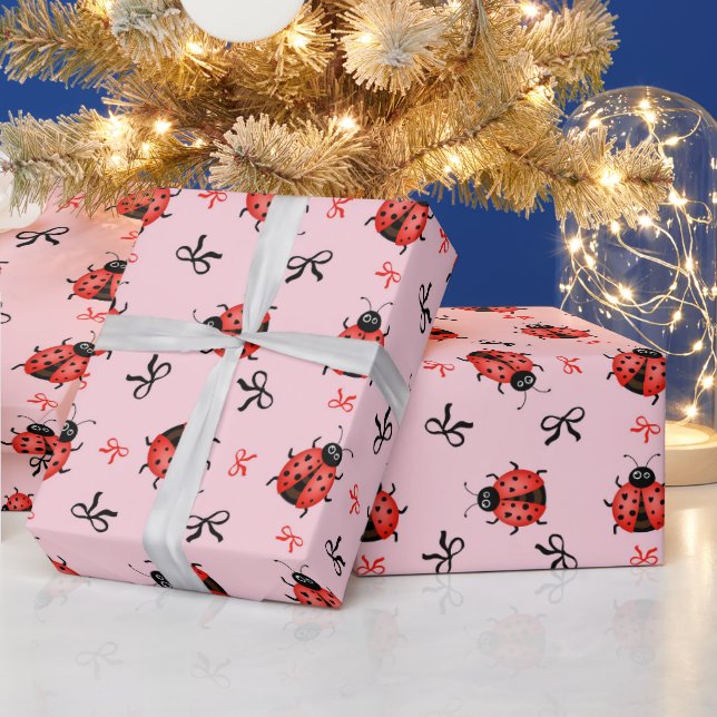 Papier Cadeau Coccinelles et rubans (Vacances)