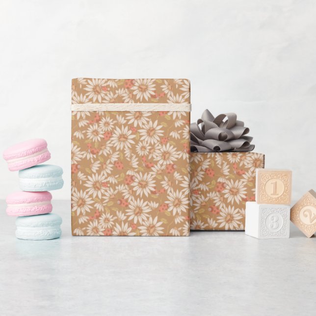Papier Cadeau Coccinelles + Marguerites (Baby Shower)