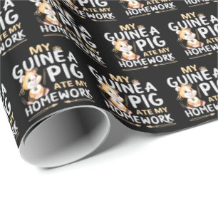 Papier Cadeau Cochon d'Inde Mignon a Mangé Mon Devoir