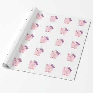 Papier Cadeau Cochon fille mignonne