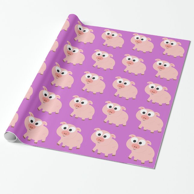 Papier Cadeau Cochon rose mignon (Déroulé)