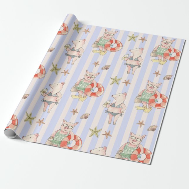 Papier Cadeau Cochons (Déroulé)