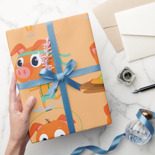 Papier Cadeau Cochons à la salle de sport (Créateur téléchargé)