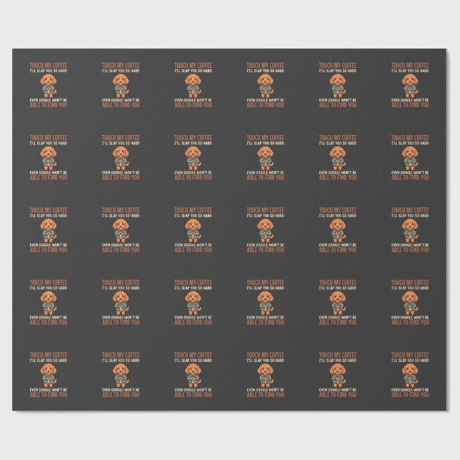 Papier Cadeau Cockapoo Amoureux de Café Drôle (Plat)