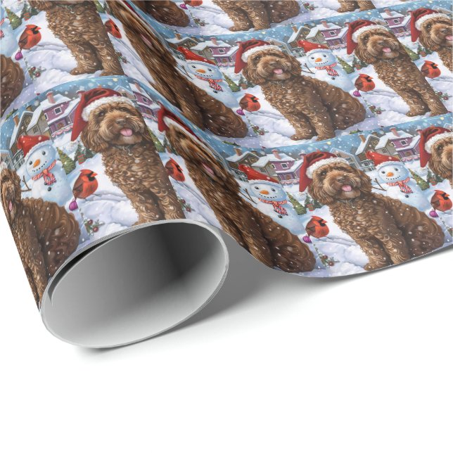 Papier Cadeau Cockapoo Merveilleux Noël Joyeux Noël  (Coin rond)