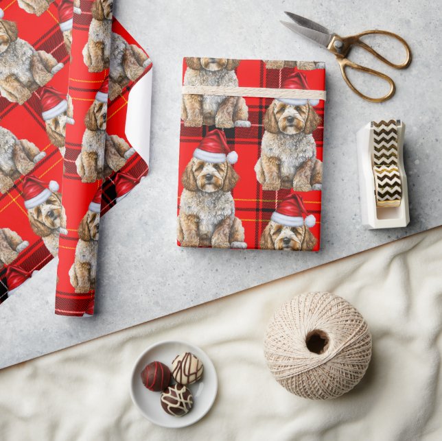 Papier Cadeau Cockapoo Père Noël Chien de Noël (Artisanat)