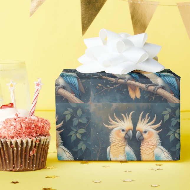 Papier Cadeau Cockatoo Parrot Couple (Fête d'anniversaire)
