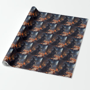 Papier Cadeau Cocker Spaniel Citrouilles Halloween Épouvantable