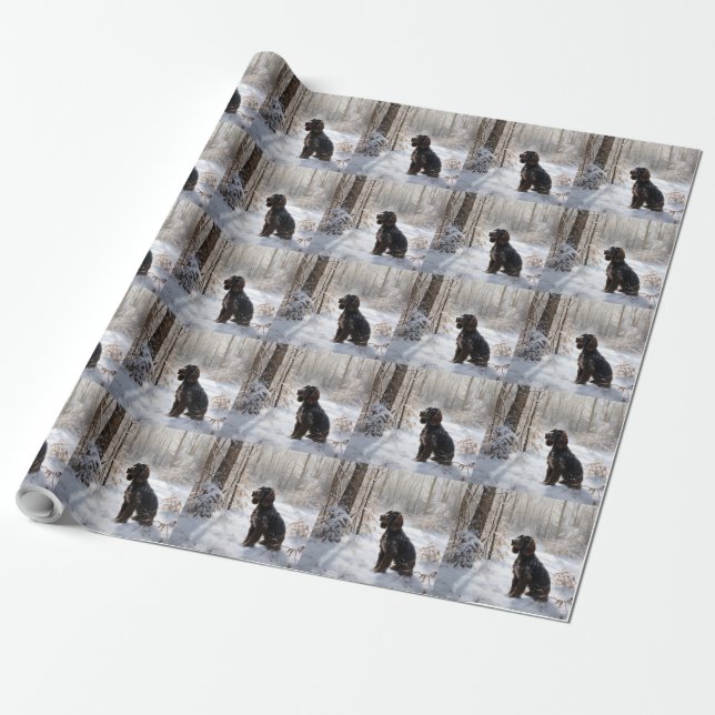 Papier Cadeau Cocker Spaniel Laisser Neige Noël (Déroulé)