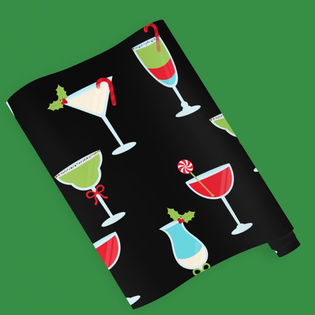 Papier Cadeau Cocktail Black tendance Fête Noël (Créateur téléchargé)