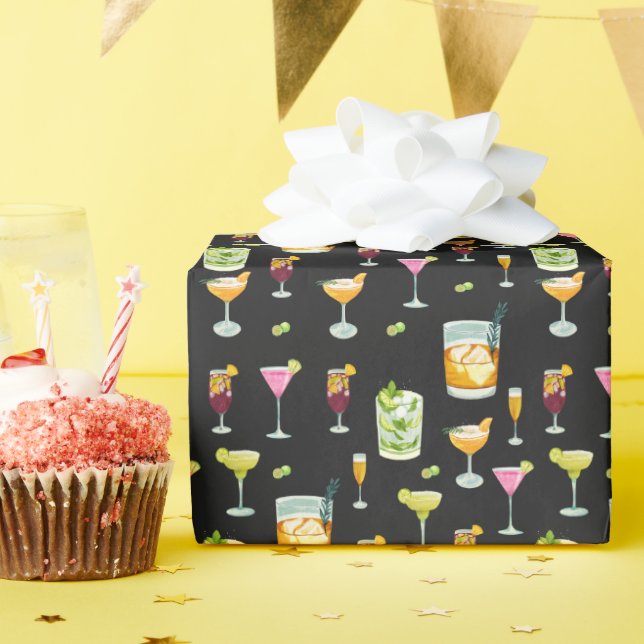 Papier Cadeau Cocktails Papier Motif (Fête d'anniversaire)