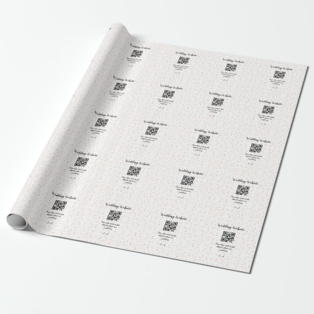 Papier Cadeau Code QR du site web de mariage pour les détails or (Déroulé)