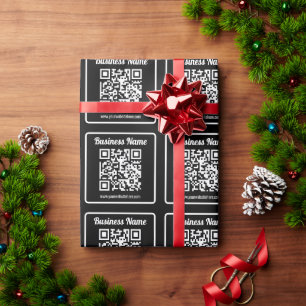 Papier Cadeau Code QR modifiable & Nom de l'entreprise Noir &
