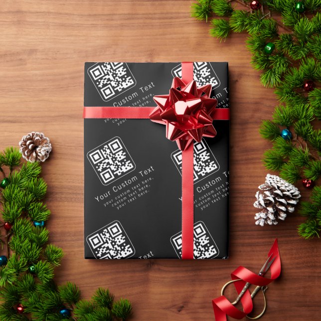 Papier Cadeau Code QR personnalisable & modèle de texte modifiab (Cadeau de vacances)