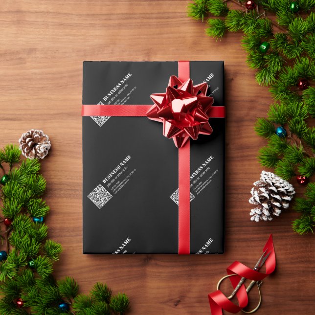 Papier Cadeau Code QR personnalisé & Texte rétro-moderne modifia (Cadeau de vacances)