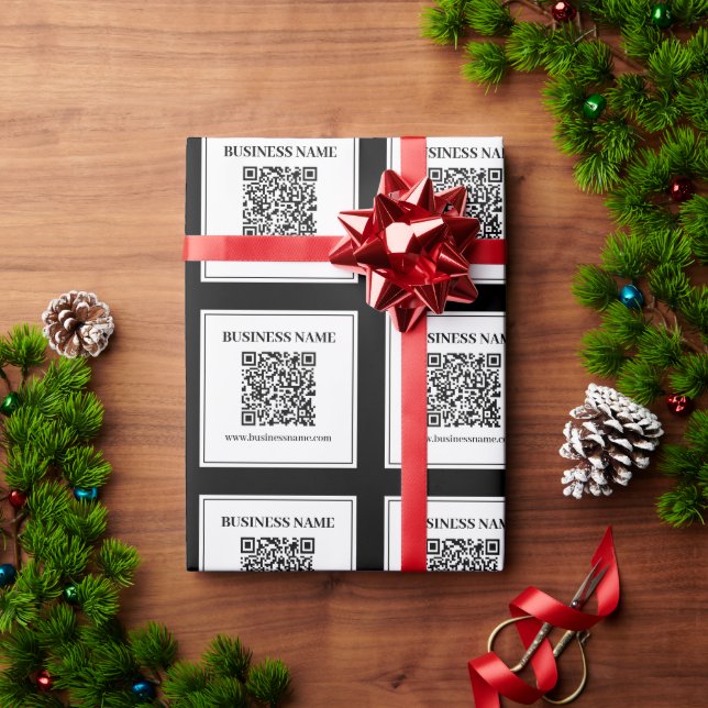 Papier Cadeau Code QR professionnel | Noir & Blanc (Cadeau de vacances)