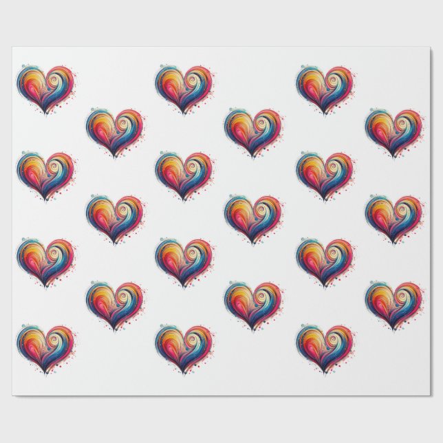 Papier Cadeau Coeur Abstrait (Plat)