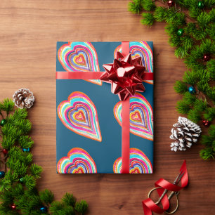 Papier Cadeau Coeur arc-en-ciel mou amour boho