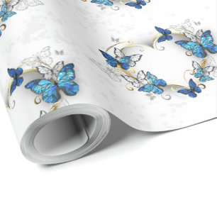Papier Cadeau Coeur bijoux avec papillons Morpho