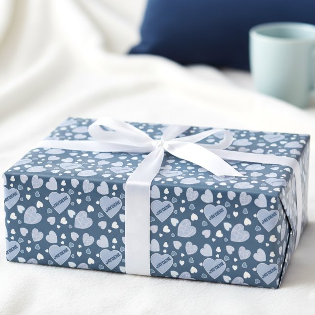 Papier Cadeau Cœur bleu et sarcelle (Personalized hearts for someone you love. So cute, girly, and totally giftable.)