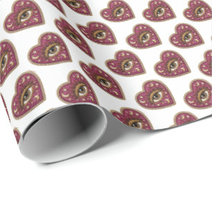 Papier Cadeau Cœur Brodé