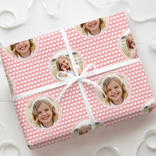 Papier Cadeau Cœur d'amour mignon 2 Photo Jolie rose abricot