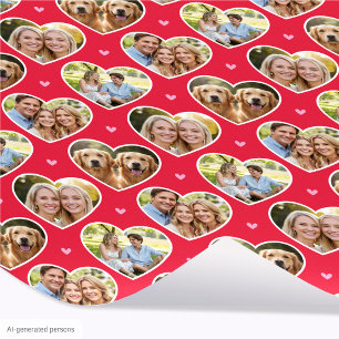 Papier Cadeau Cœur d'amour mignon 4 Photo Élégant motif rouge ro