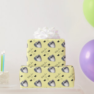 Papier Cadeau coeur d'amour noir et blanc unique