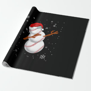 Papier Cadeau Coeur de baseball de Père Noël Snowman