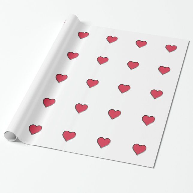 Papier Cadeau Coeur de rouge de Saint-Valentin (Déroulé)