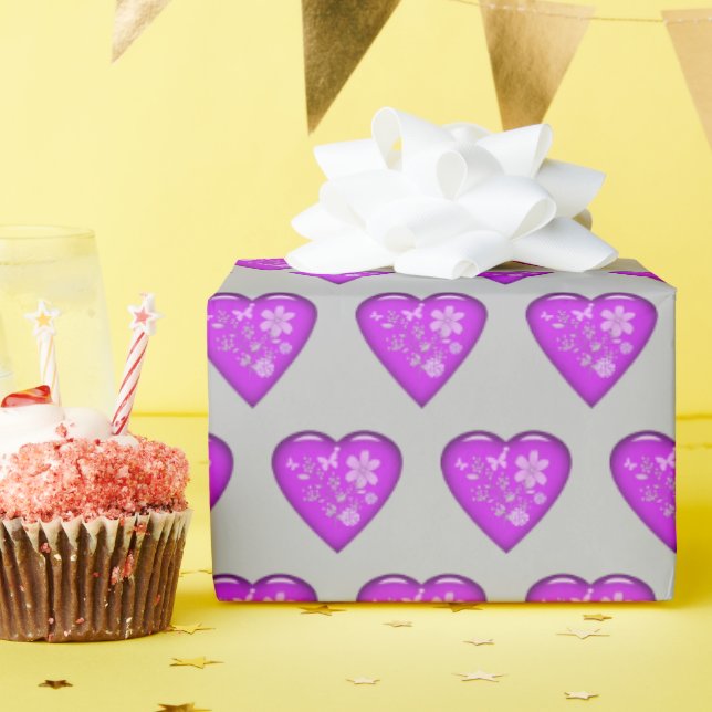 Papier Cadeau Cœur de Verre (Fête d'anniversaire)