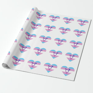 Papier Cadeau Coeur du drapeau de la Trans Pride