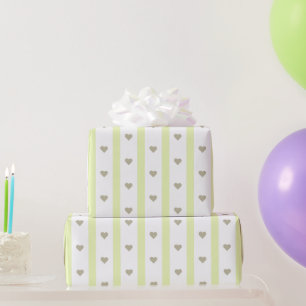 Papier Cadeau Coeur et rayures joli et tendance Pastel vert
