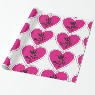 Papier Cadeau Coeur fuchsia et tulipe de XO