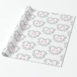 Papier Cadeau Coeur monogramme argent baie rouge blanc mariage<br><div class="desc">Argent effet coeur monogramme art baie texte rouge et blanc papier d'emballage cadeau. Conception de couronne de coeur avec vos propres initiales monogrammes de couple. D'autres couleurs et objets correspondants sont disponibles. © Dessin et dessin de la feuille d'origine par Sarah Trett pour www.mylittleeden.com sur Zazzle.</div>