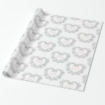 Papier Cadeau Coeur monogramme argent blanc initiales rose maria<br><div class="desc">Argent effet coeur art avec un monogramme initial rose sur un papier d'emballage cadeau blanc. Design de couronne de coeur qui enferme vos propres couples monogramme. D'autres couleurs et objets correspondants sont disponibles. © Cartes graphiques décoratives originales et design par Sarah Trett pour www.mylittleeden.com sur Zazzle.</div>