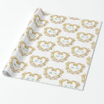 Papier Cadeau Coeur monogramme or vert foncé sur mariage blanc<br><div class="desc">Le doré affecte l'art monogramme du coeur sur le blanc avec des initiales vert émeraude vert foncé papier d'emballage cadeau. Design de couronne de coeur avec les initiales monographiques de vos propres couples. D'autres couleurs et objets correspondants sont disponibles. © Dessin et dessin de la feuille d'origine par Sarah Trett...</div>