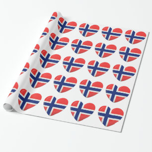 Papier Cadeau Coeur norvégien de drapeau de Scandinave de la