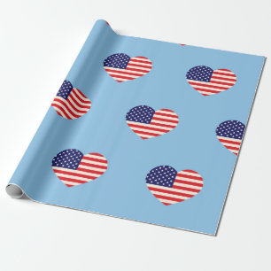 Papier Cadeau Cœur patriotique Drapeau américain