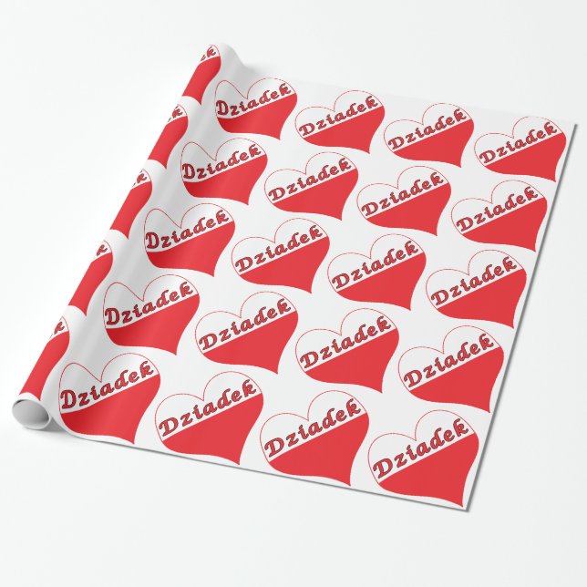 Papier Cadeau Coeur polonais Dziadek (Déroulé)