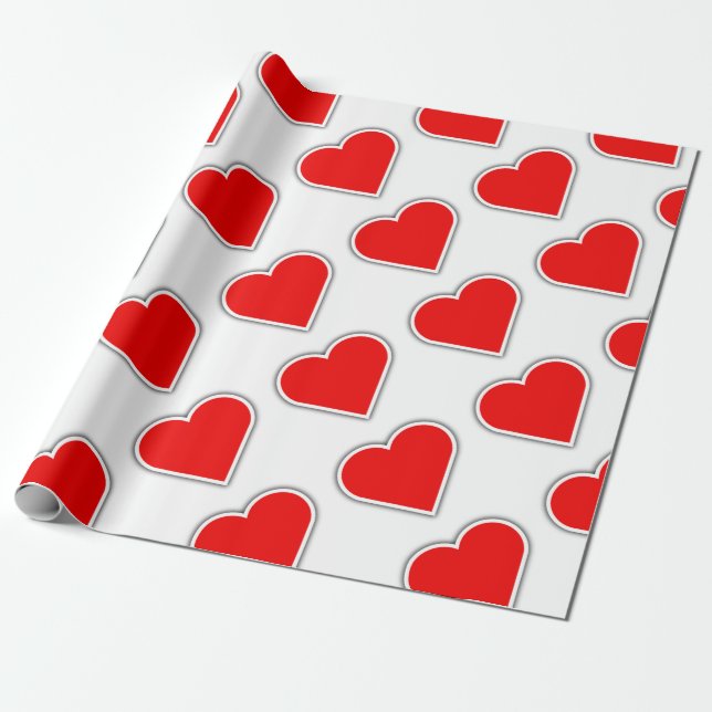 Papier Cadeau Coeur rouge simple (Déroulé)