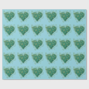 Papier Cadeau Coeur vert à l'intérieur