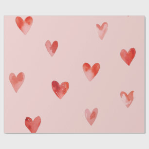 Papier Cadeau Cœurs à l'aquarelle motif sans couture