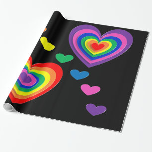 Papier cadeau coeurs arc-en-ciel