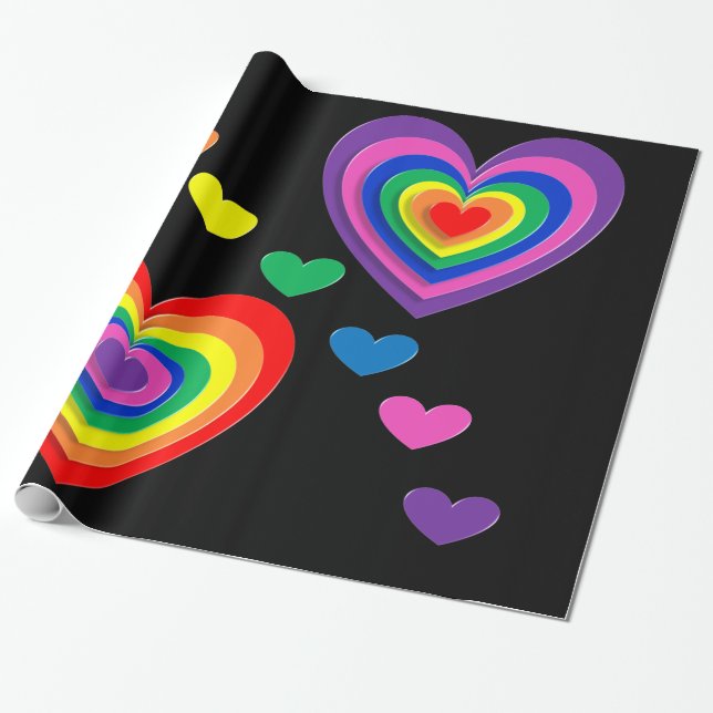 Papier cadeau coeurs arc-en-ciel (Déroulé)