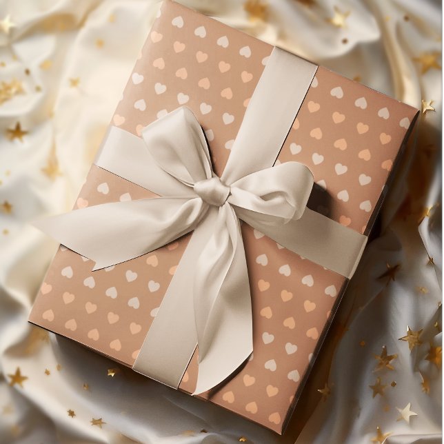 Papier Cadeau Coeurs beiges Brown (Créateur téléchargé)