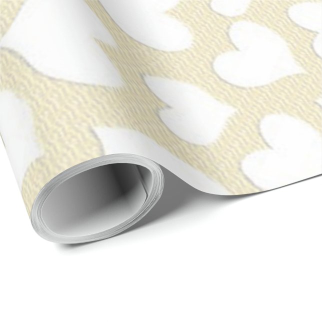 PAPIER CADEAU COEURS BLANCS (Coin rond)